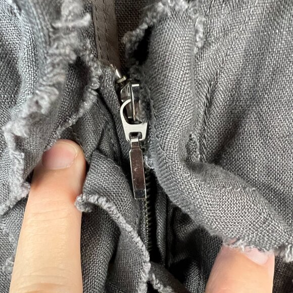 INC International Concepts Charcoal Gray Linen Jacket Size L Boho Lagenlook - Picture 3 of 7